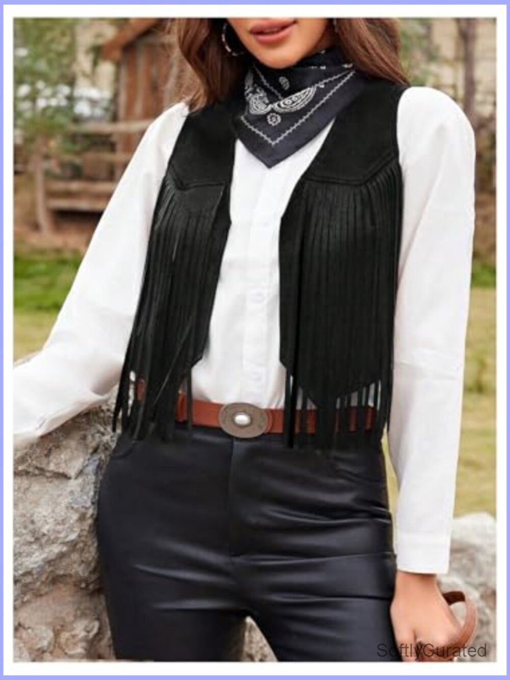 Women's Fringe Cropped Vest Sleeveless Tassel 70s Cowgirl Western Jacket - Picture 6 of 6